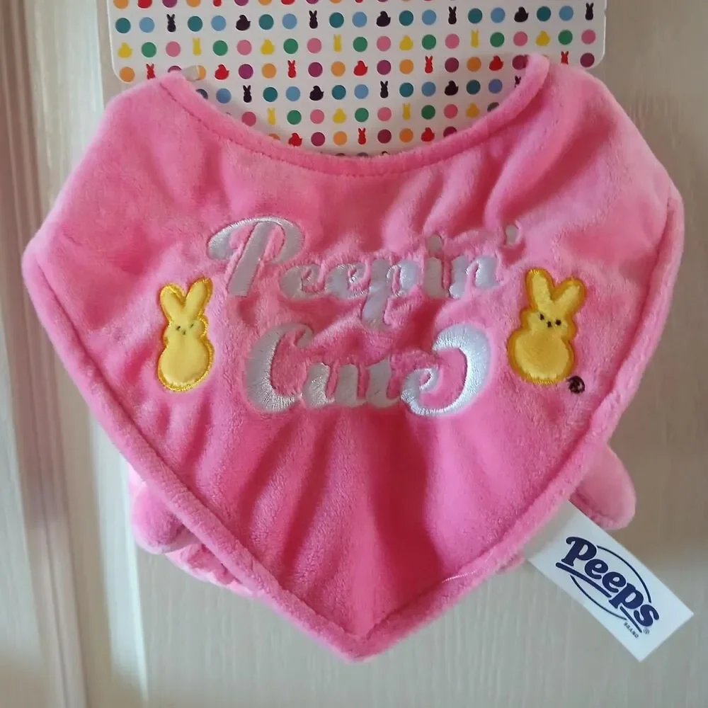 NEW Peeps pink 3 piece baby set w bunny hat booties Peppin Cute bib Easter
